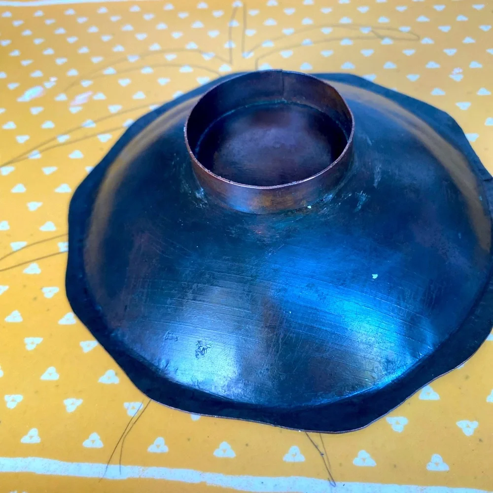 Mid Century Modern Enamel Over Copper Sunset Footed Trinket Dish - Picture 3 of 9